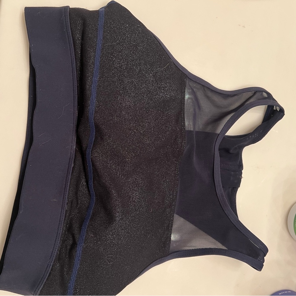 Women's Black and Navy Sports Bra